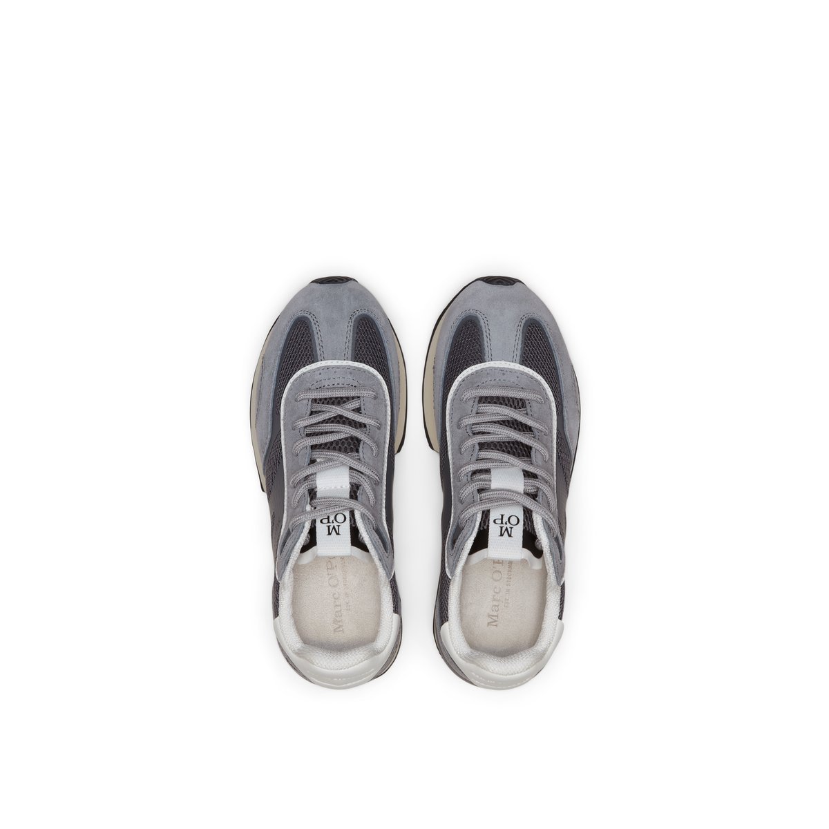 Baskets Modèle Mara en cuir velours et mesh gris, MARC O'POLO