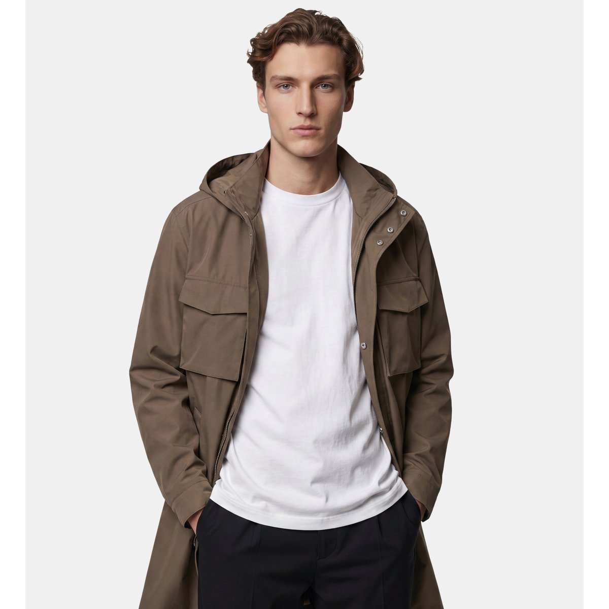 Parka longue tarklit à capuche marron gris, GALERIES LAFAYETTE