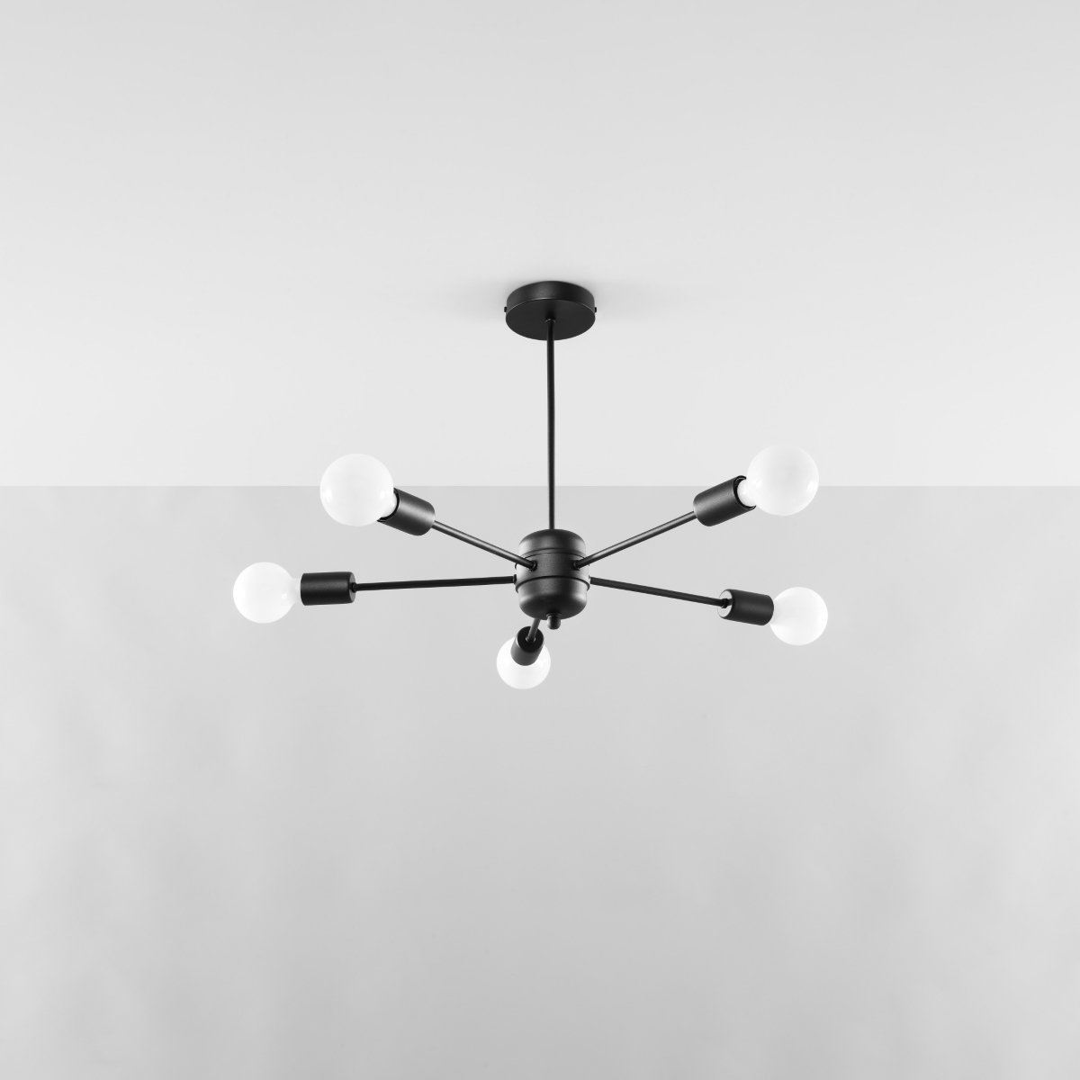 Suspension Acier Noir E27 5 Lango noir, EDEN