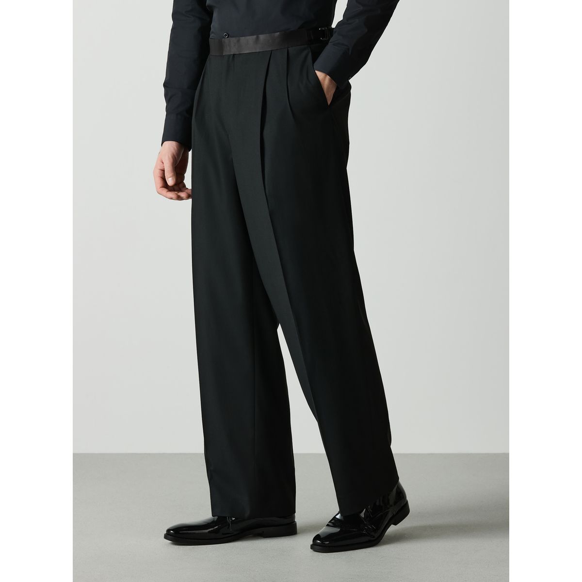 Pantalon de smoking coupe ample noir, NEXT