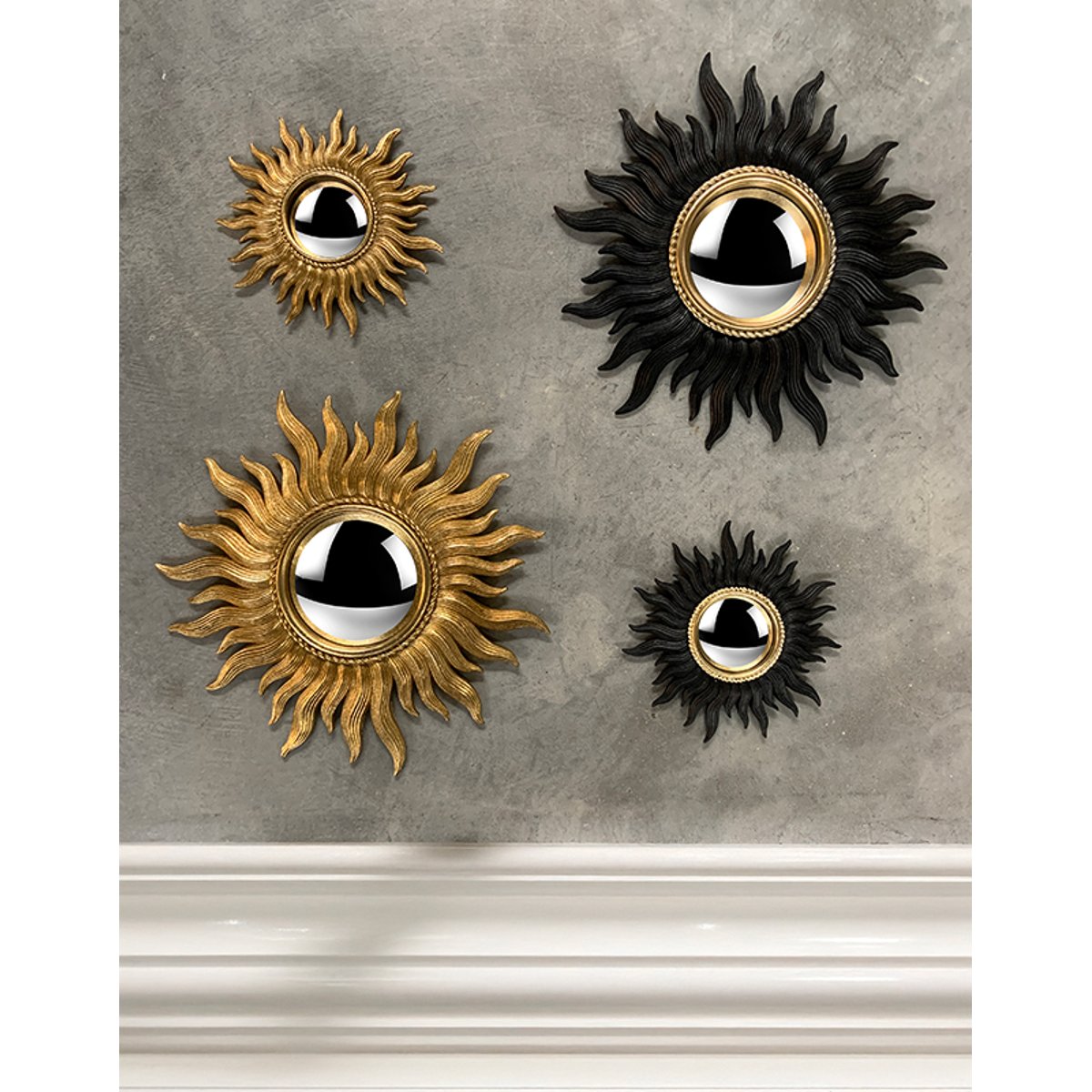 Miroir convexe soleil 26cm or, EMDE