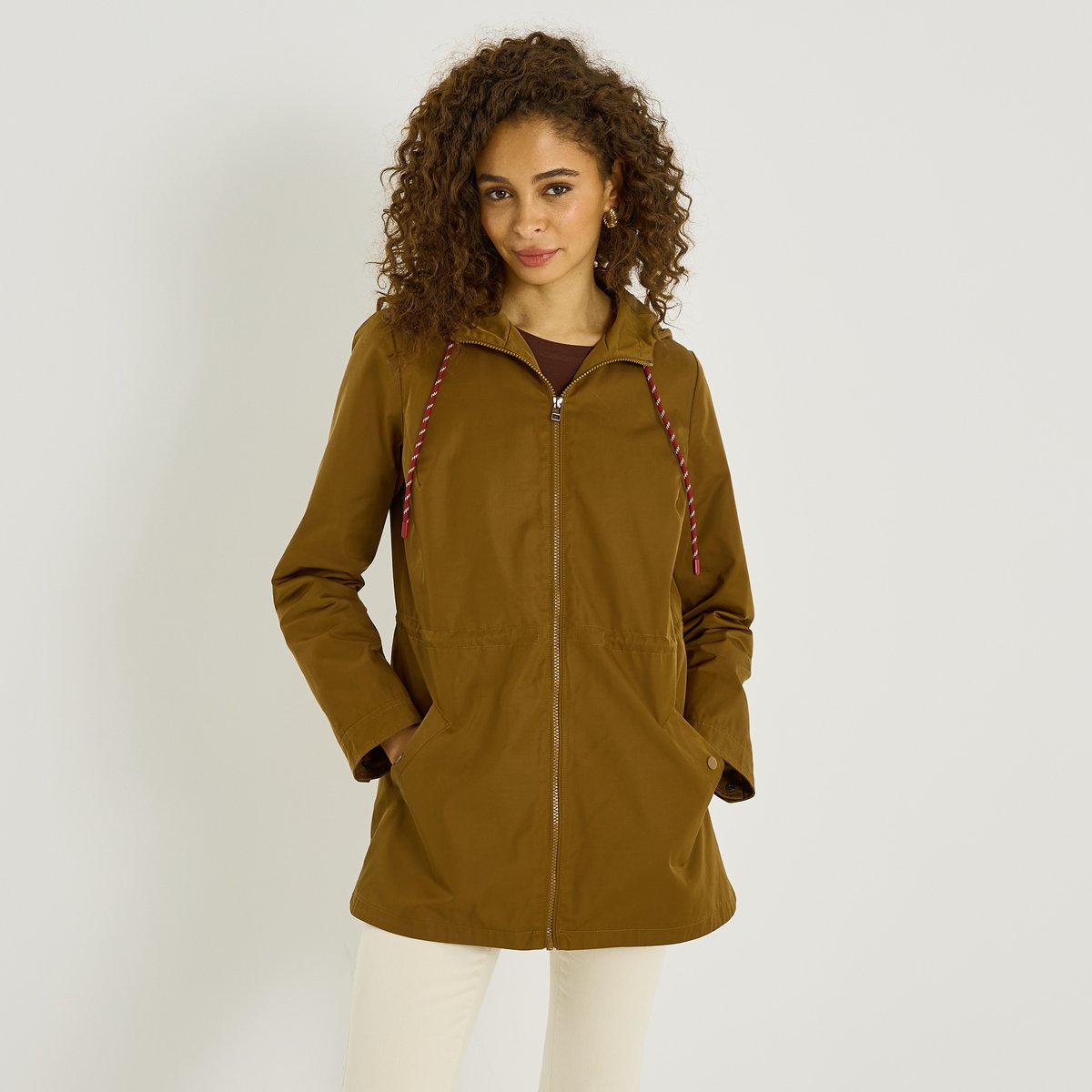 Parka légère à capuche marron camel, GRAIN DE MALICE
