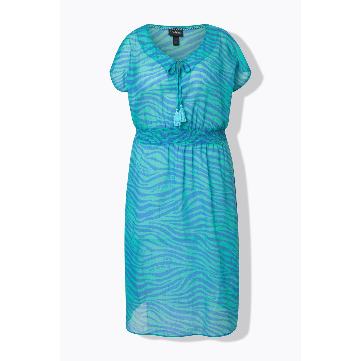 Robe midi sans manches. Imprimé aqua foncé, ULLA POPKEN