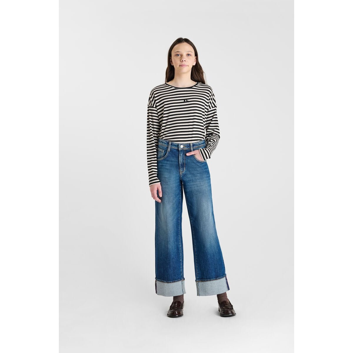 Jeans droite REVERS, longueur 34 blue, LE TEMPS DES CERISES