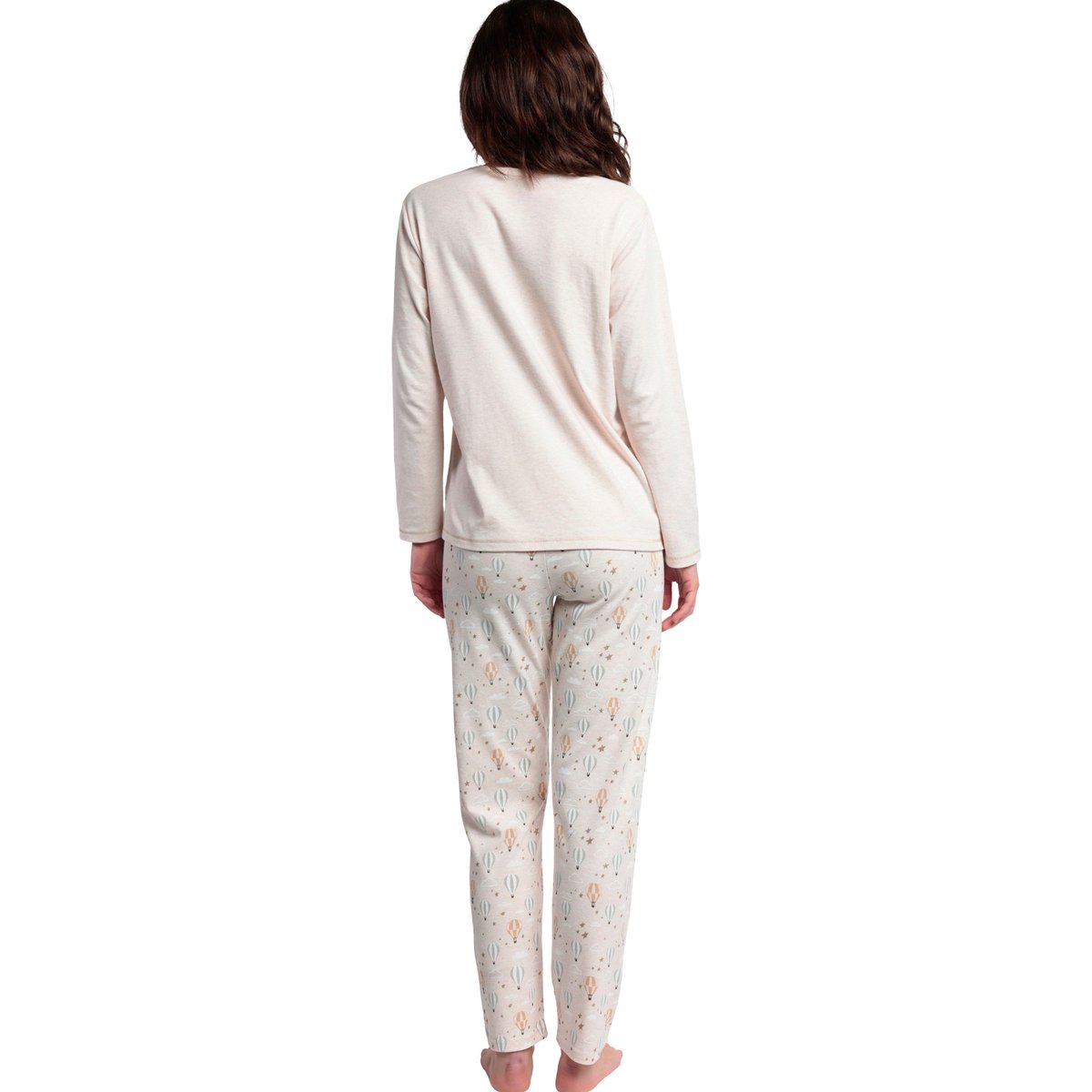 Pyjama pantalon top manches longues Enjoy Every Moment beige, ADMAS