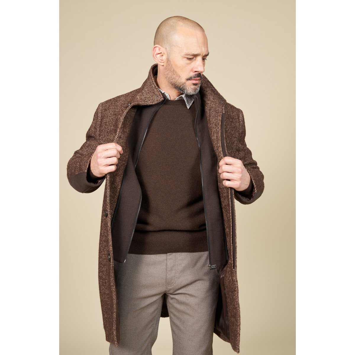 Manteau chevron chocolat, MCS