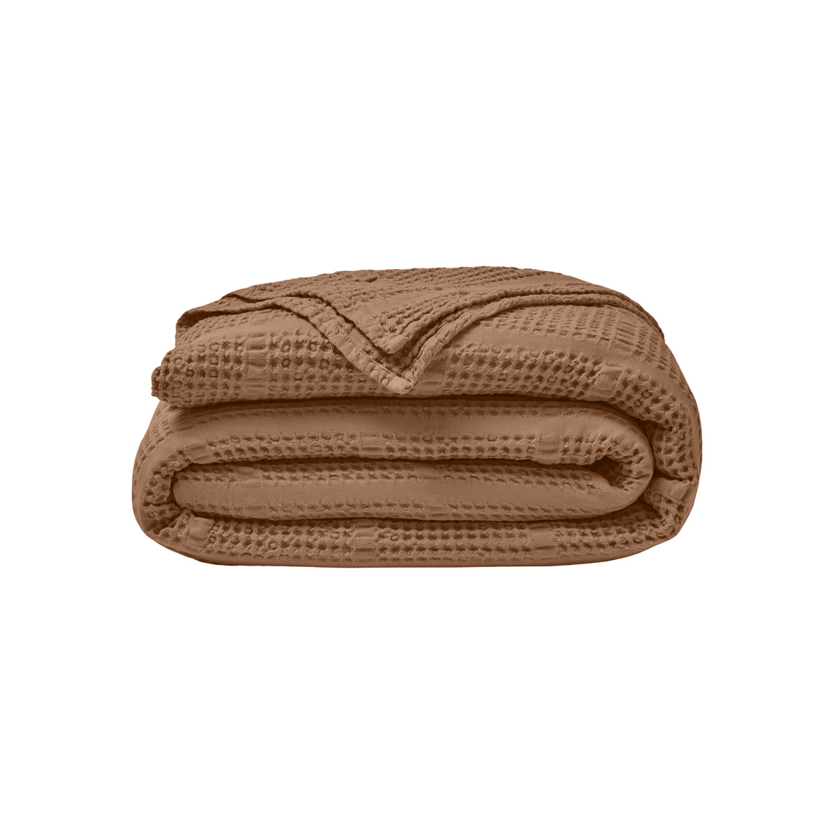 Couvre lit uni en jacquard de coton, YOGI terre cuite, ESSIX
