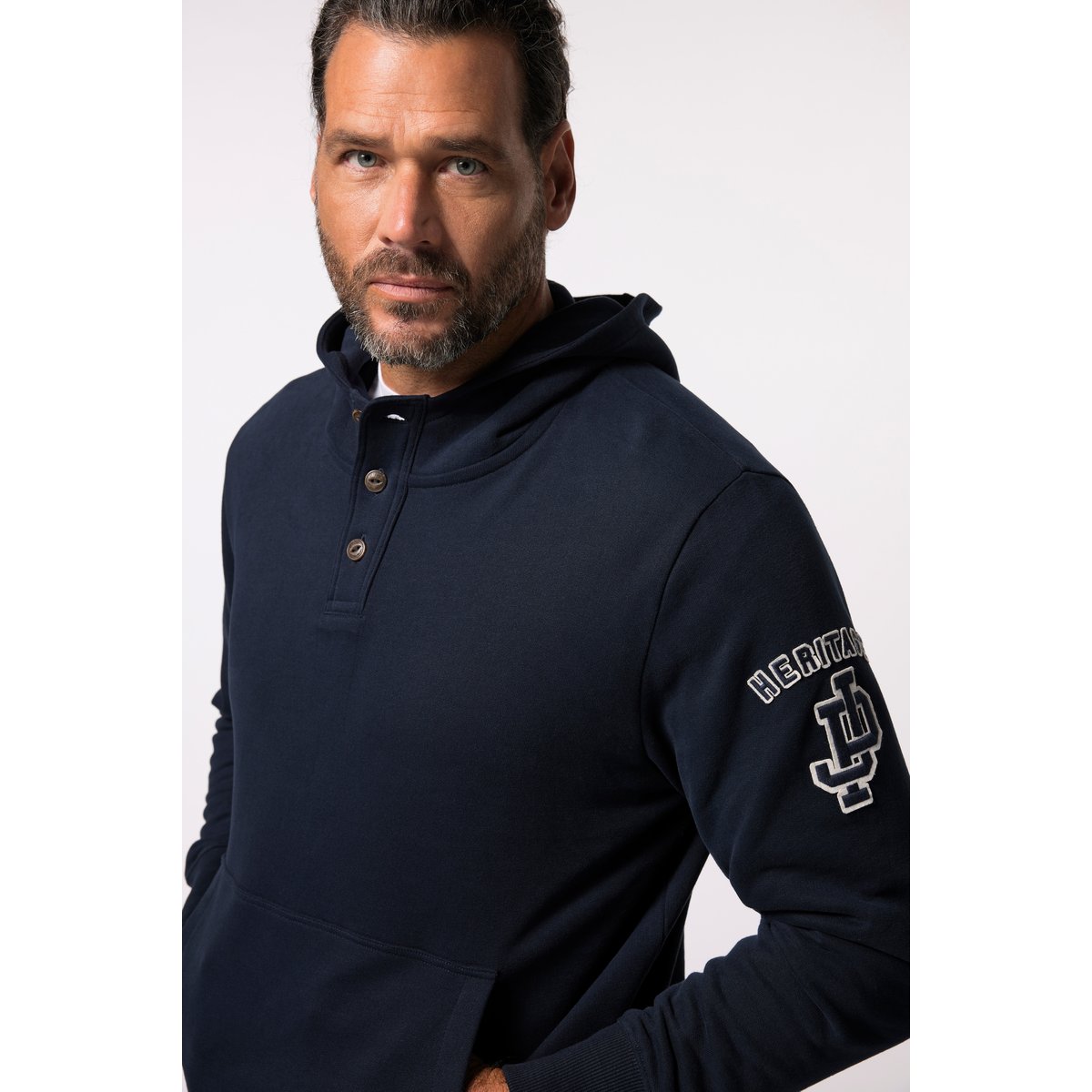Sweat-shirt à capuche, molleton bleu marine, JP1880