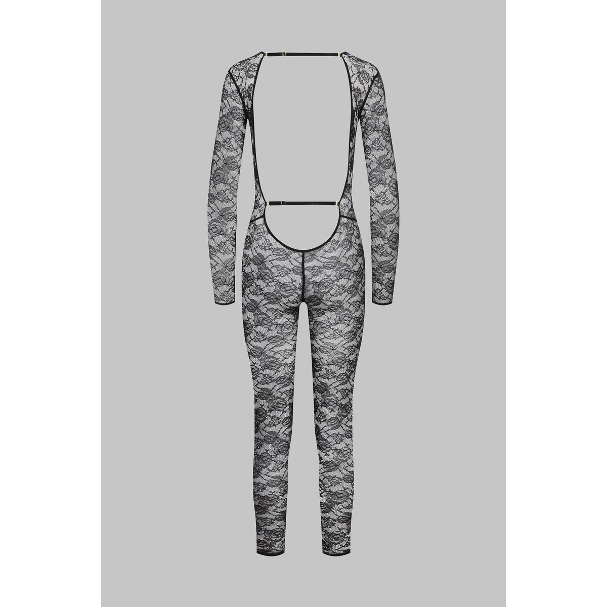 Catsuit manches longues Col V FLASHBACK noir, MAISON CLOSE