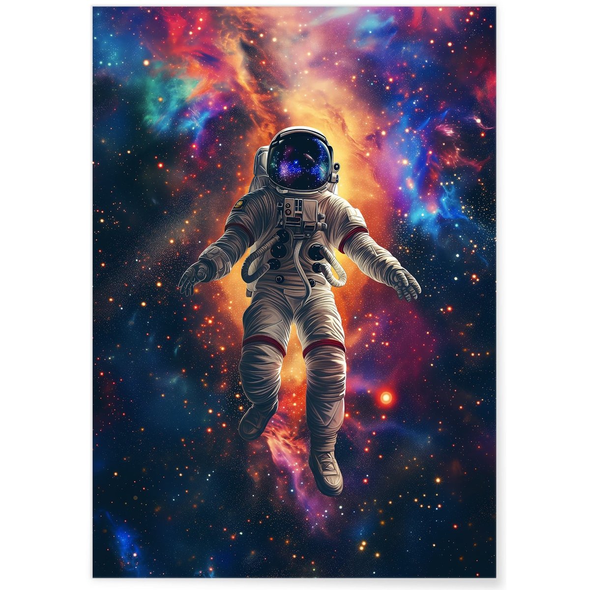Affiche Astronaute dans une Nébuleuse blanc, L'AFFICHERIE