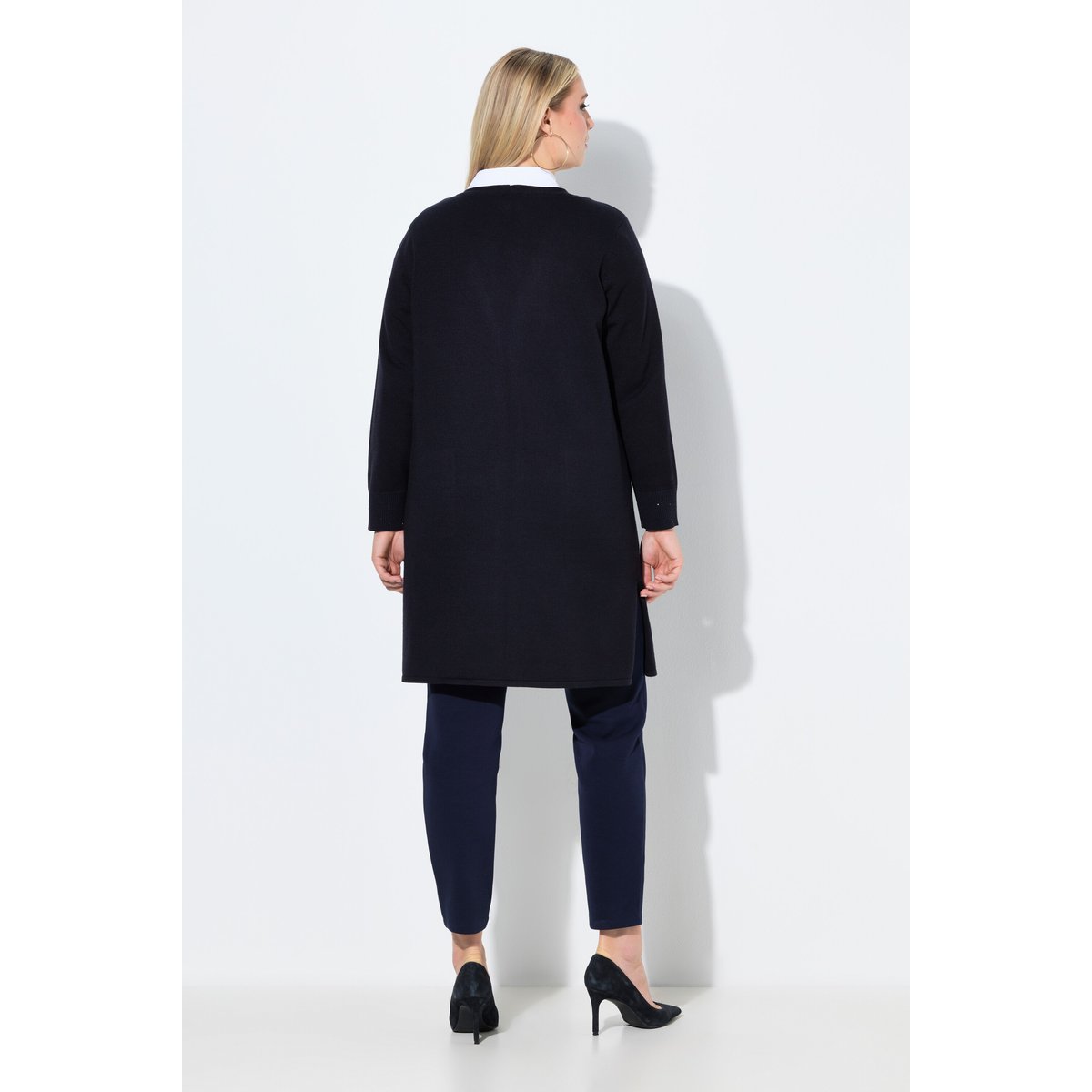 Cardigan encolure en V et manches longues marine, ULLA POPKEN