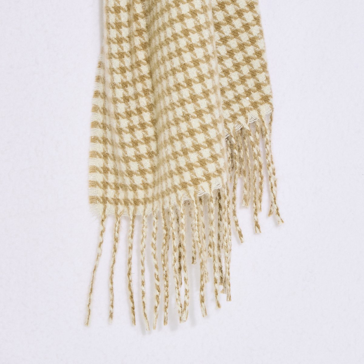 Echarpe motif pied-de-poule beige, GRAIN DE MALICE