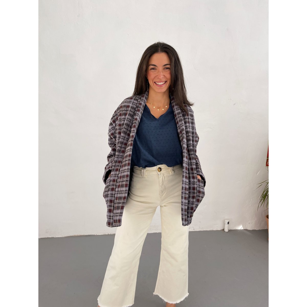 Veste à carreaux taille unique LOLA beige, MINDTRAVELER