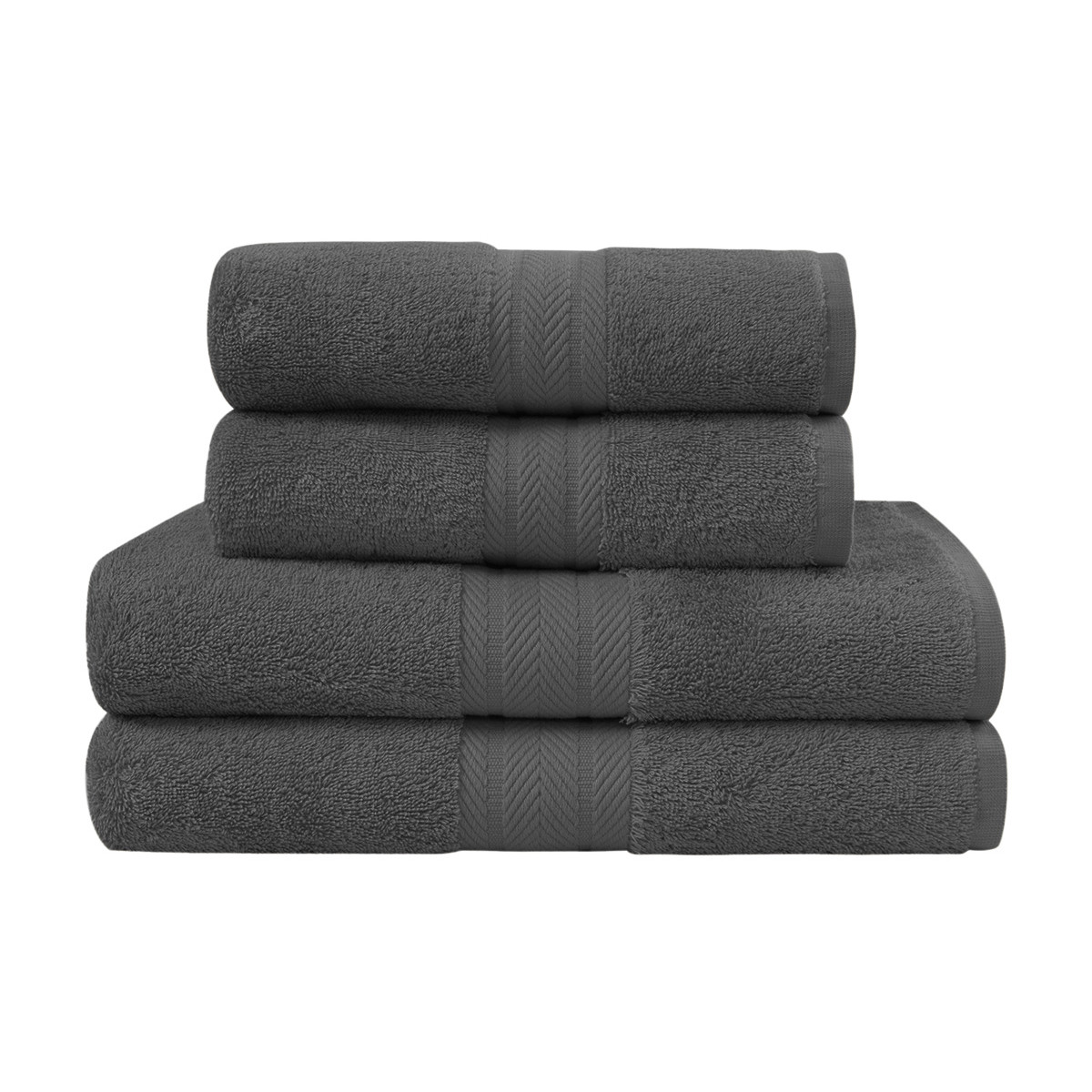 Ensemble de bain 4 pièces (2 draps de bain + 2 serviettes de toilette) LUXURY anthracite, SENSEI MAISON