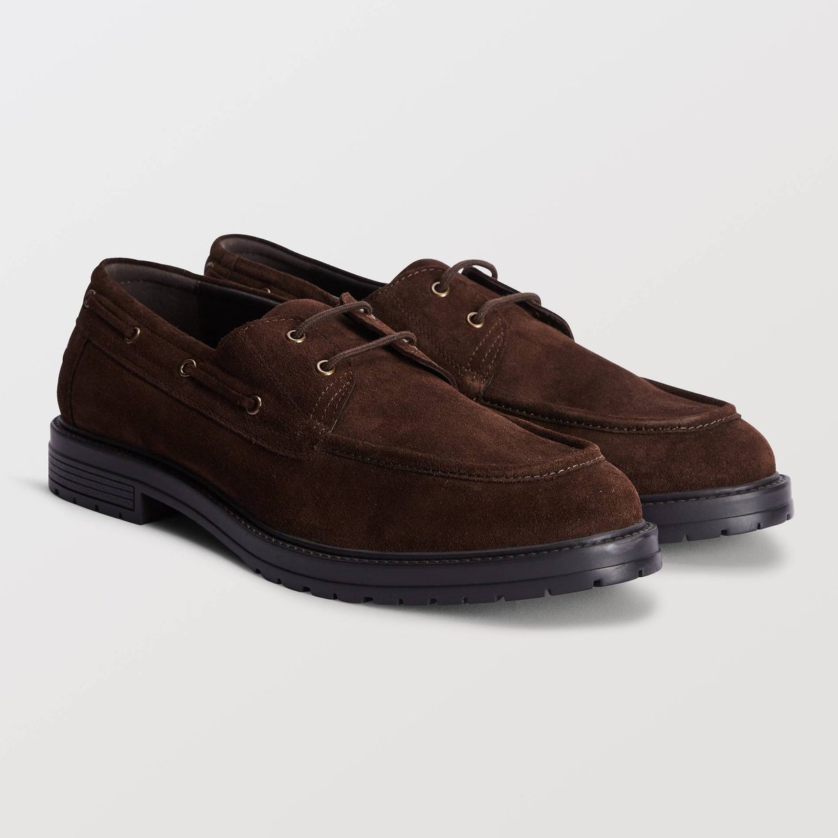 Mocassins en cuir chocolat, MONOPRIX