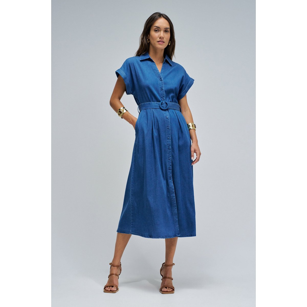 ROBE MIDI EN DENIM bleu denim, SALSA JEANS