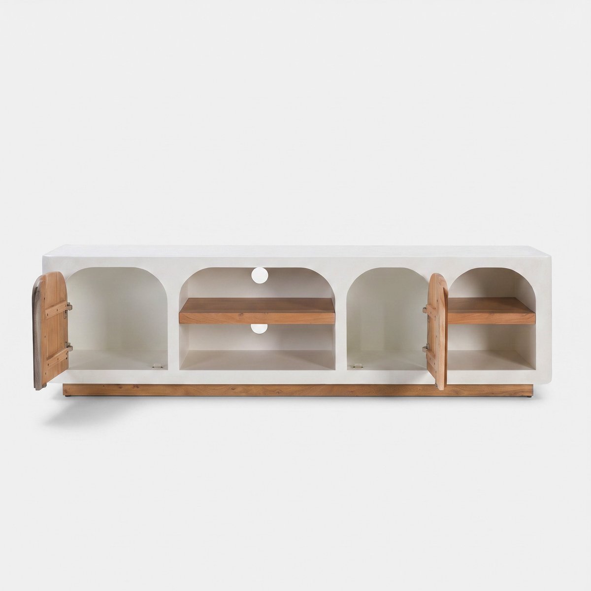 Meuble TV en plâtre 180 cm - FIRA blanc cassé, MAISON PAVANE
