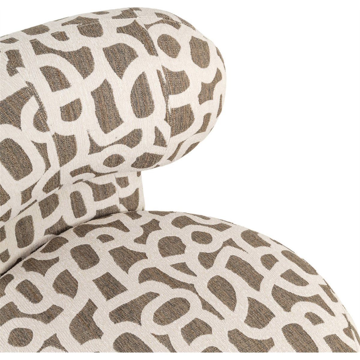 Fauteuil lounge à motif tissé brun tissé et beige, RECOLLECTION