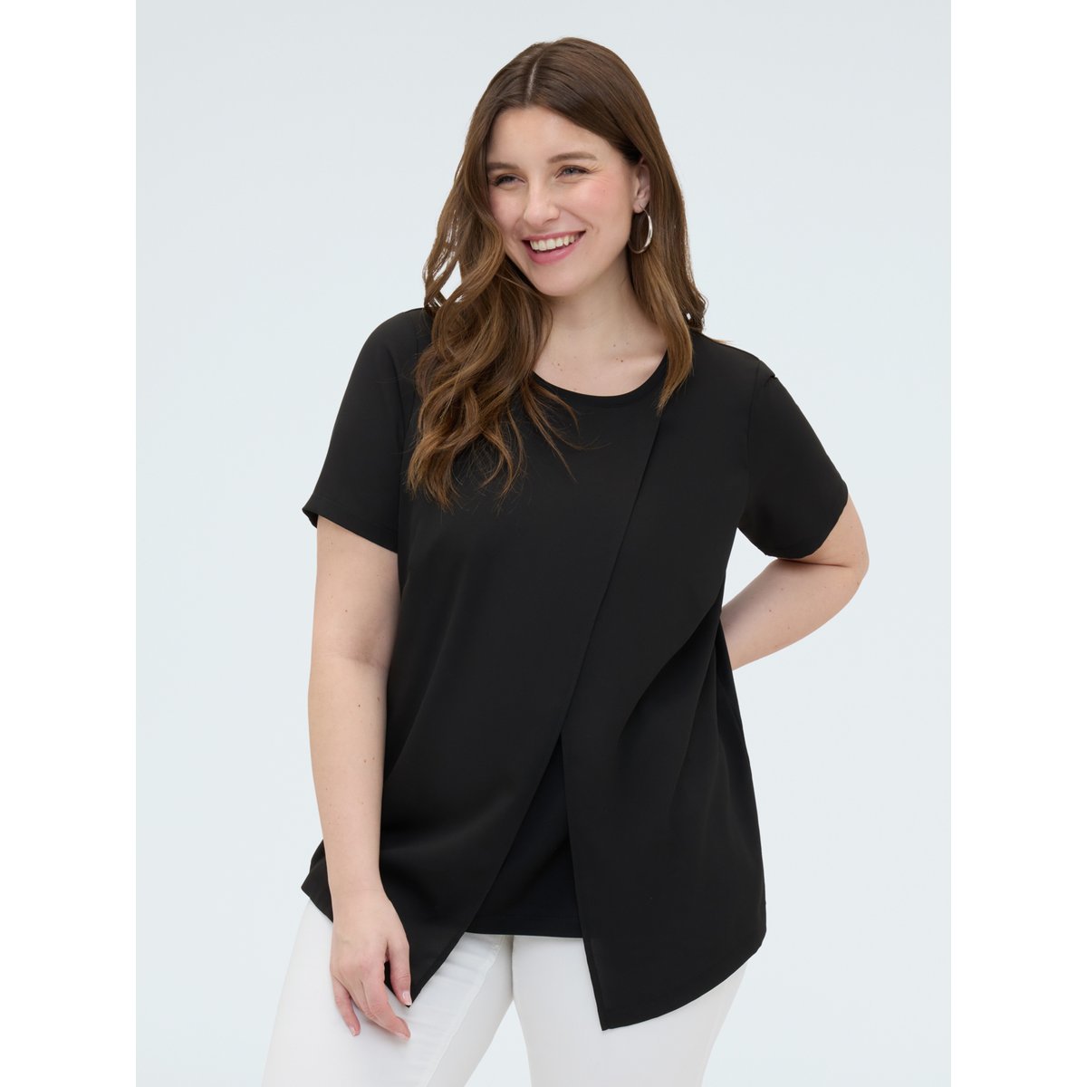 T-shirt avec détail portefeuille noir, FIORELLA RUBINO