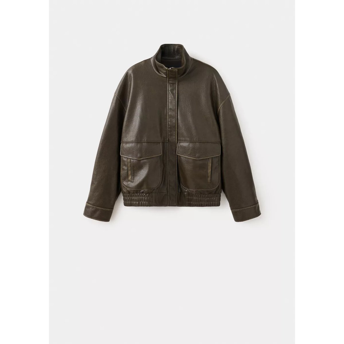 Veste bomber col cheminée kaki, MANGO