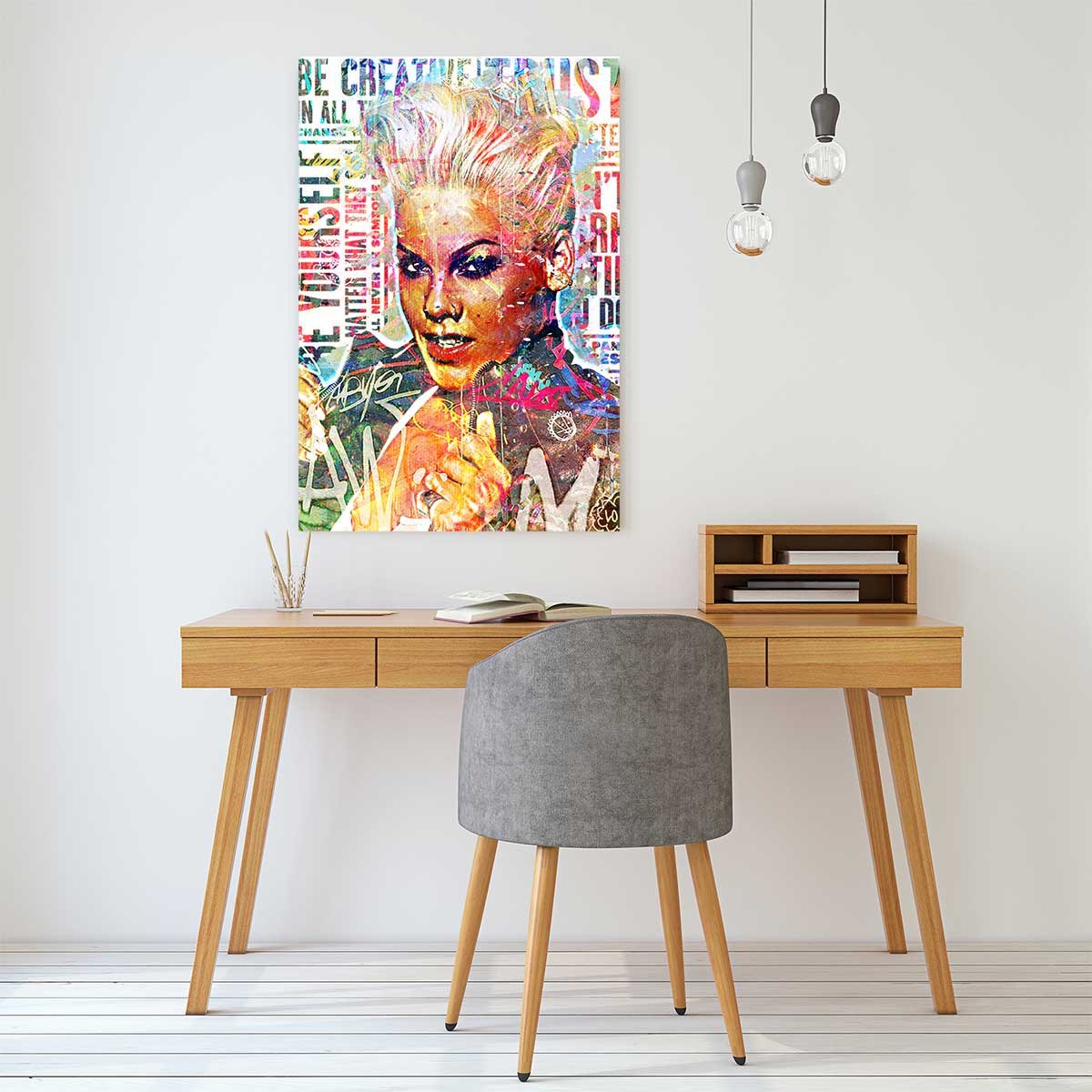 Tableau Affiche illustration graffiti pink tableau alu dibond, HEXOA