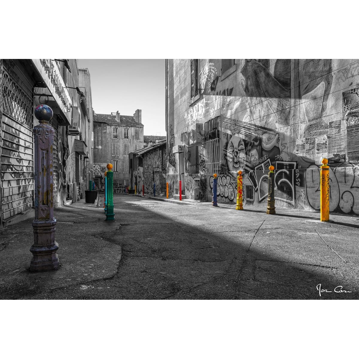 Tableau mural quartier cours Julien noir & blanc tableaux sur toile-noir & blanc, CEANOTHE
