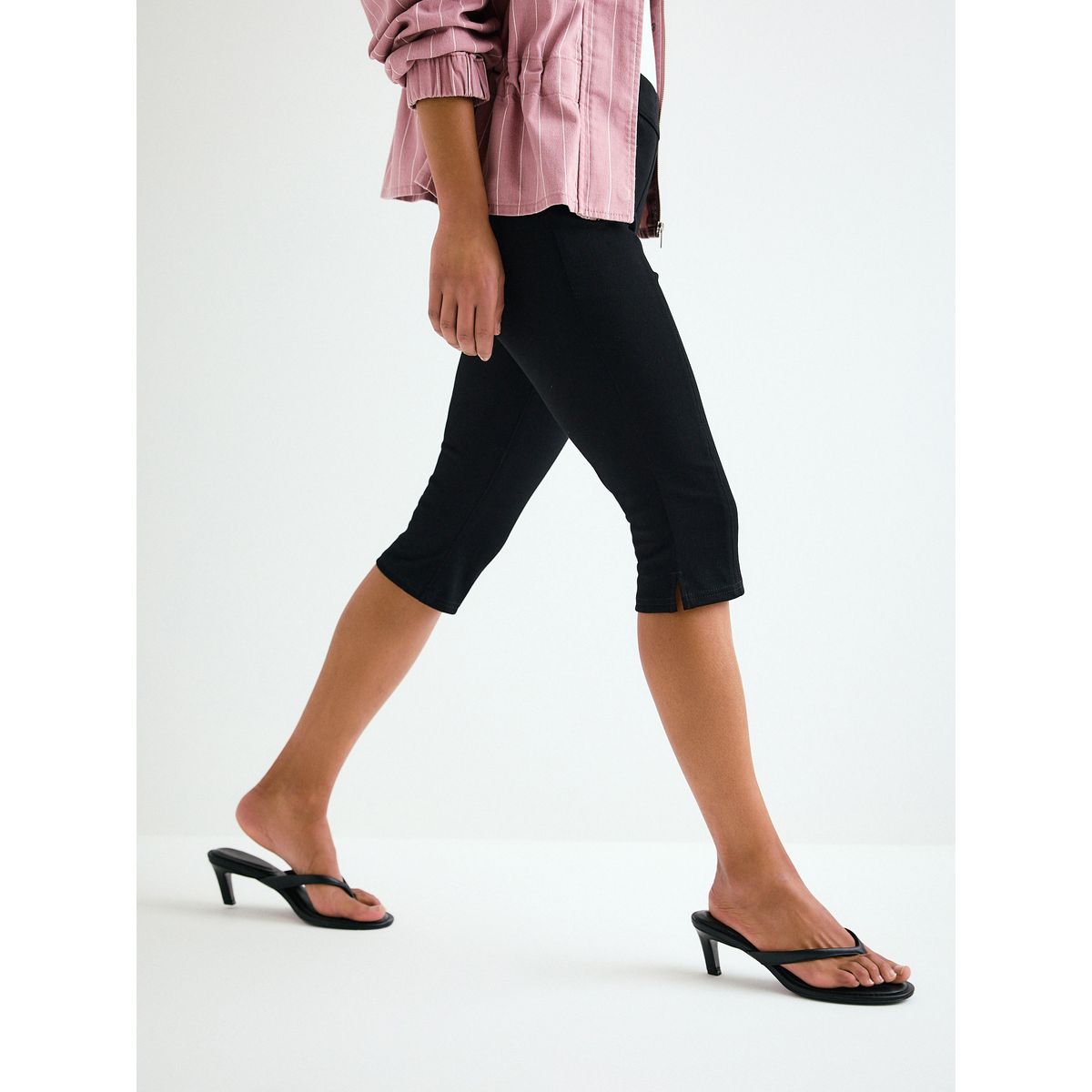 Legging capri raccourci en jersey denim noir, NEXT