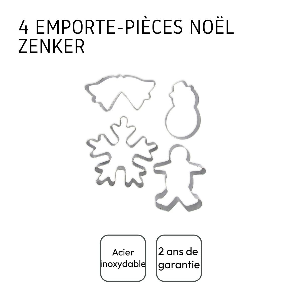 Lot de 4 emporte-pièces de Noël inox, ZENKER