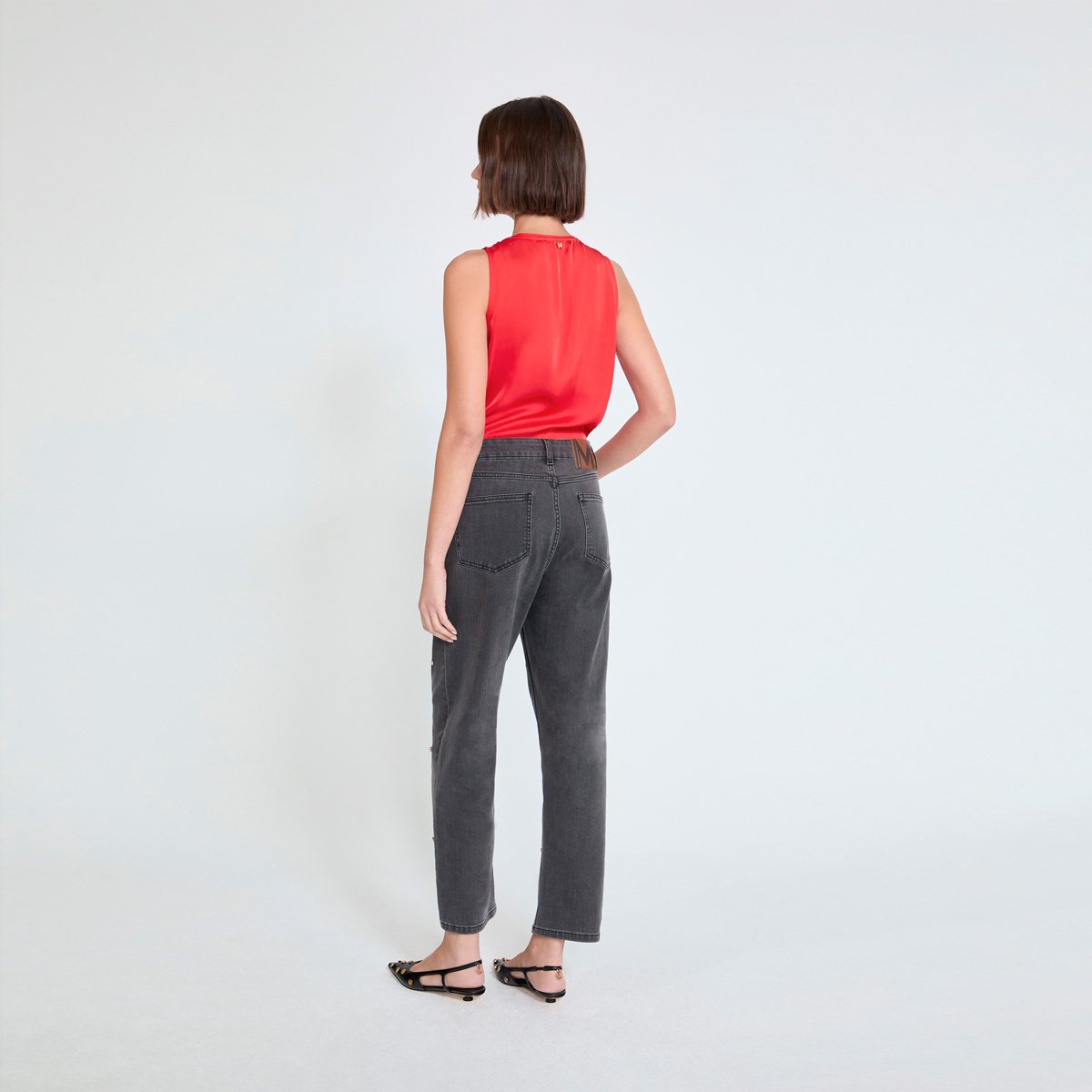 Jean droit  à détails cloutés gris, LOLA CASADEMUNT