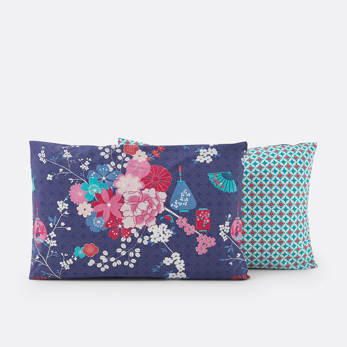 Funda de almohada de algodón Miss Shanghai estampado azul oscuro, LA REDOUTE INTERIEURS