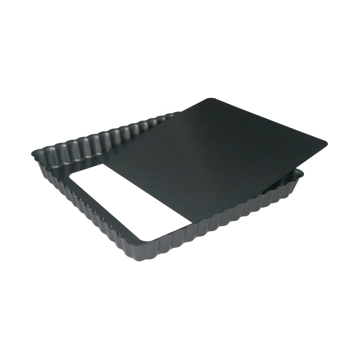Moule à tarte carré avec fond amovible 18 cm noir, DE BUYER