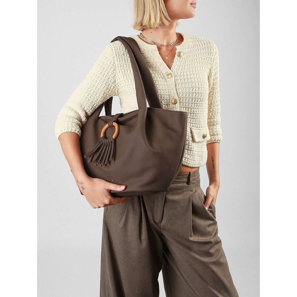 Sac porté épaule Camomille chocolate, WOOMEN