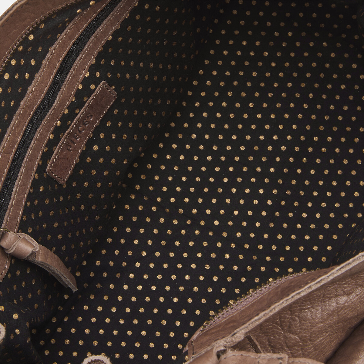 Grand sac à main en cuir Pihanna taupe, PIECES