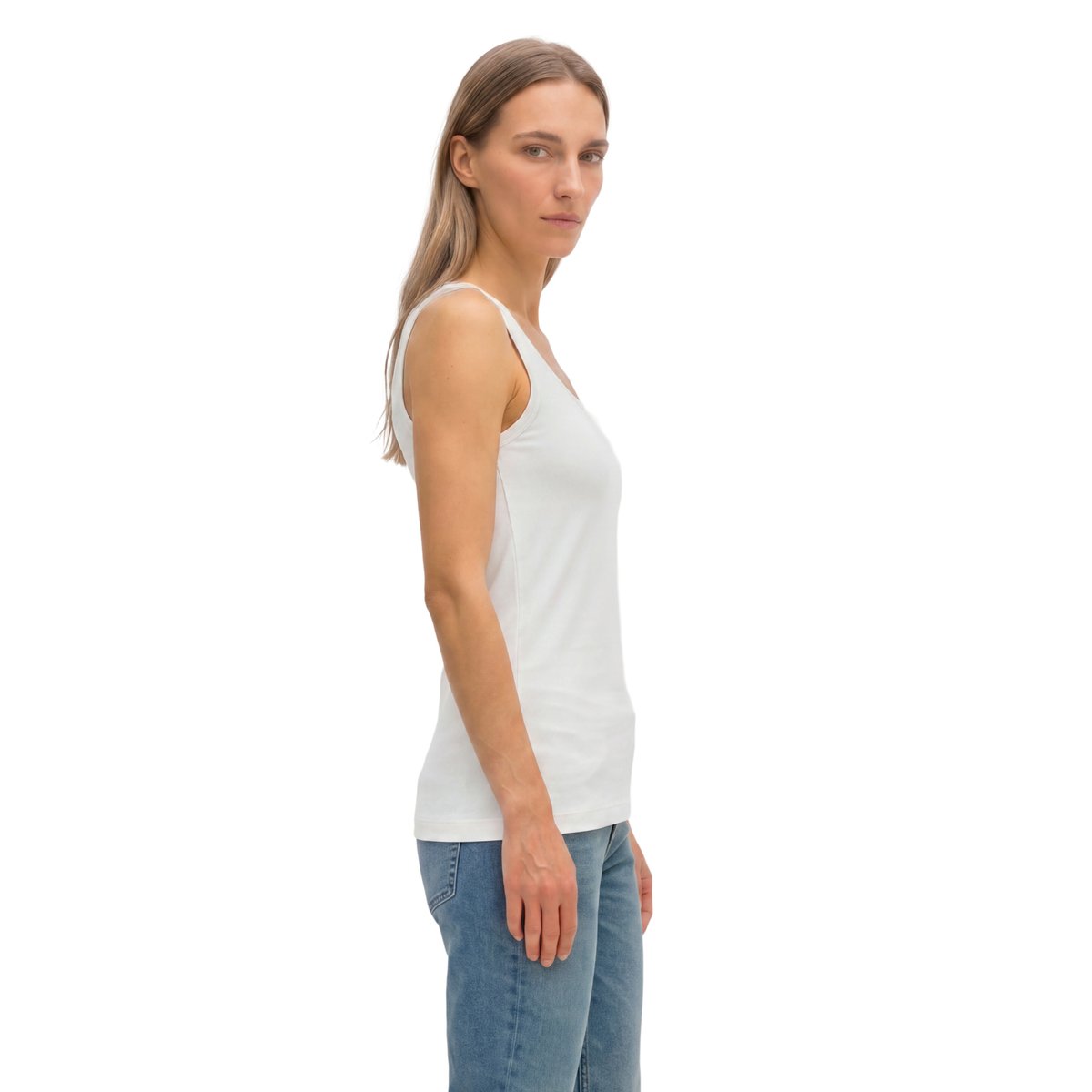 Débardeur slim en jersey simple stretch blanc, MARC O'POLO