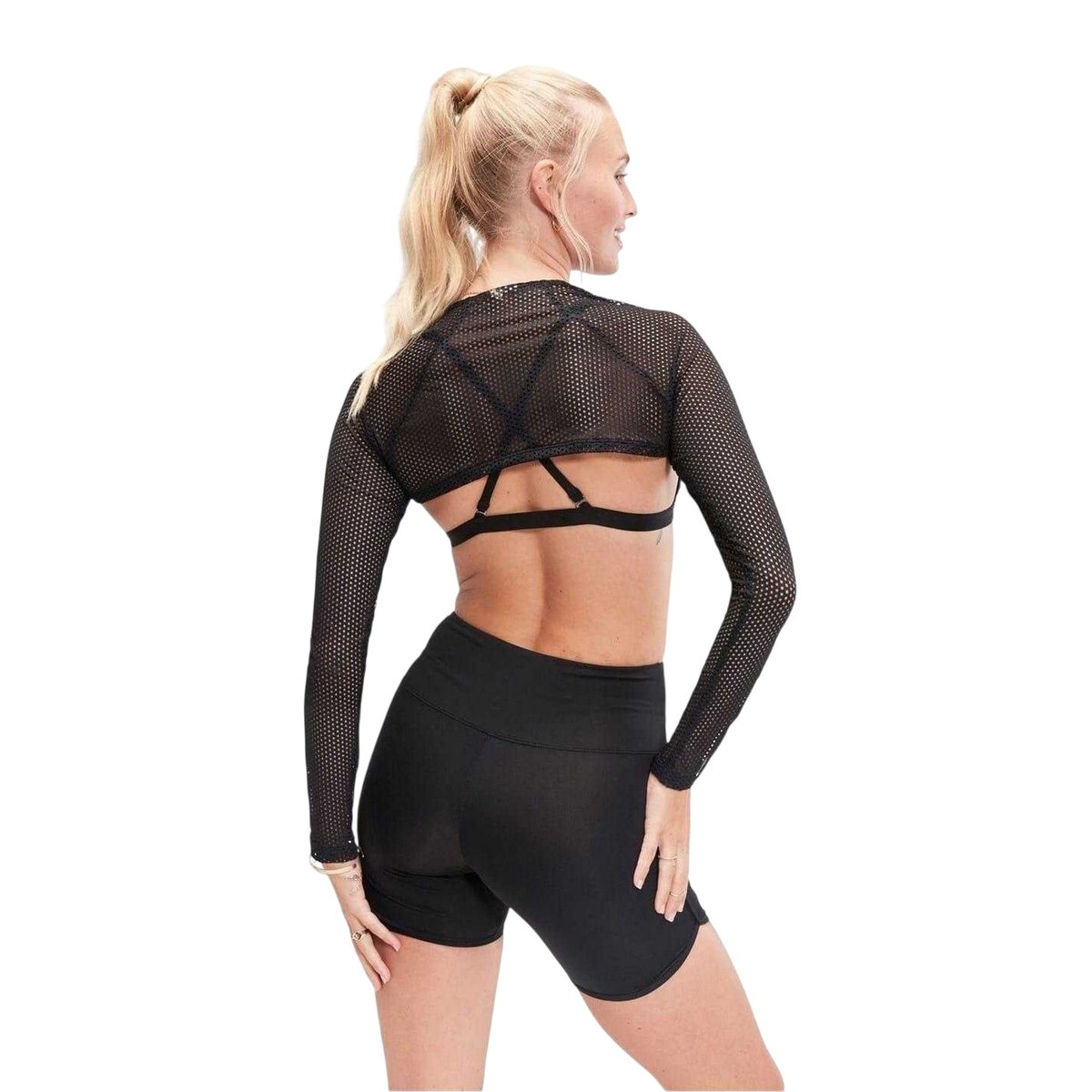 Haut de sport court et cintré en maille à manches longues multicolore, SPEEDO