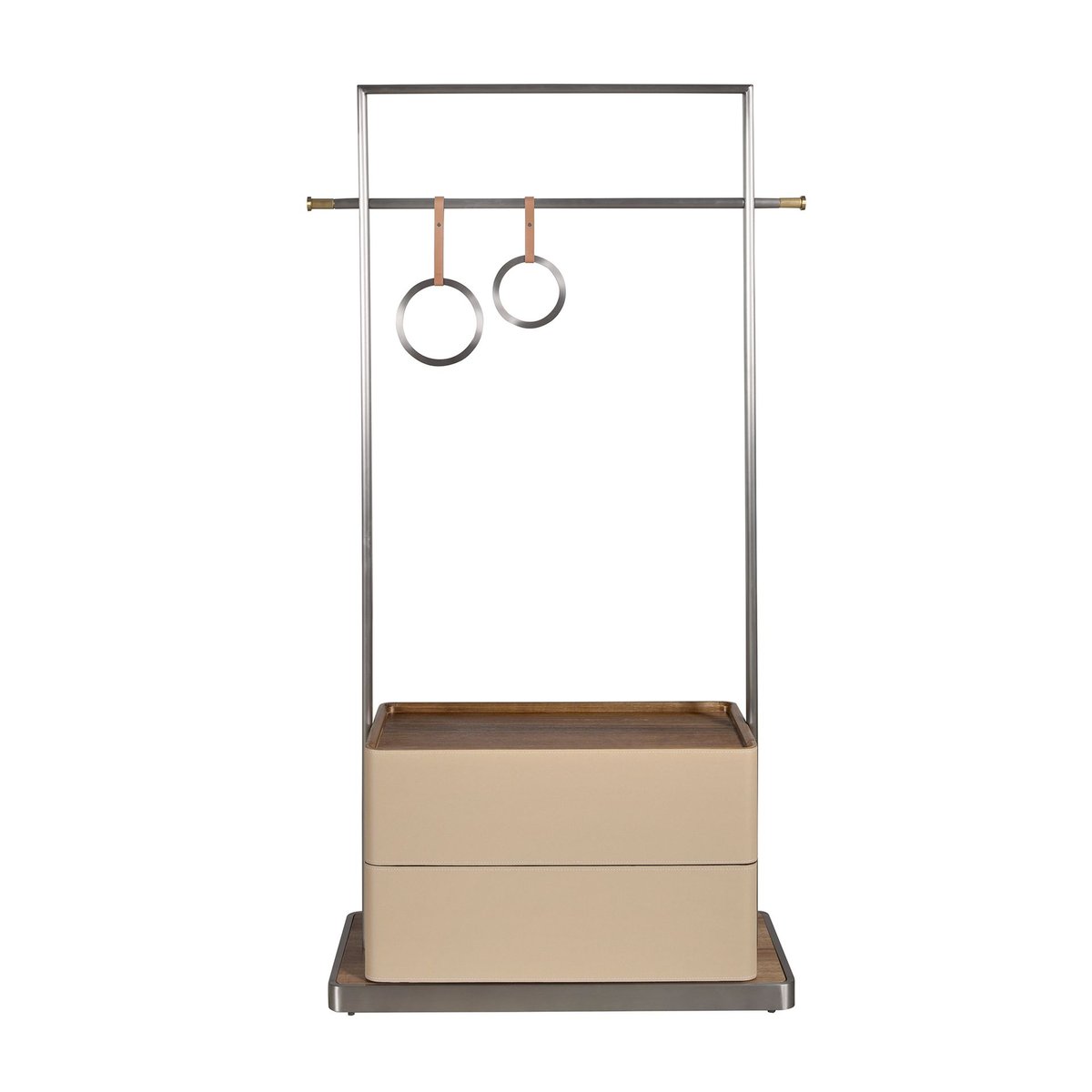 Porte-manteau en similicuir, noyer et acier inoxydable taupe | acier, ANGEL CERDA