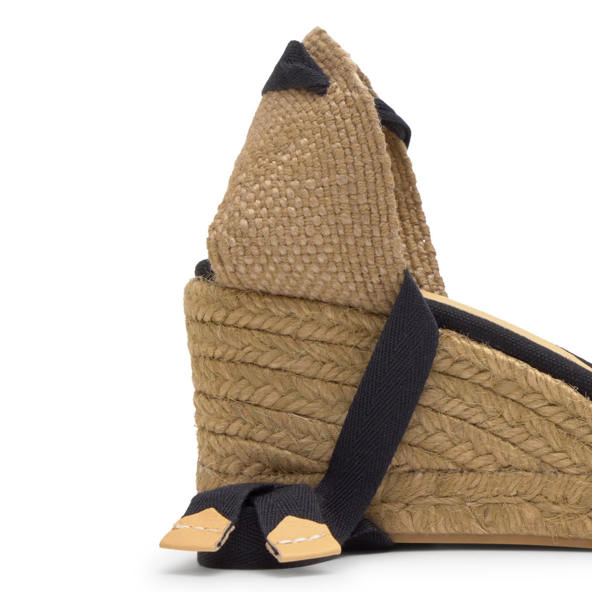 Espadrilles compensées en jute tressée à découpe en V CHIARA PLATFORM noir, CASTANER