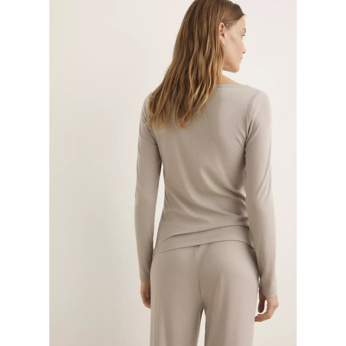 T-shirt maille côtelée boutons gris clair/pastel, MANGO