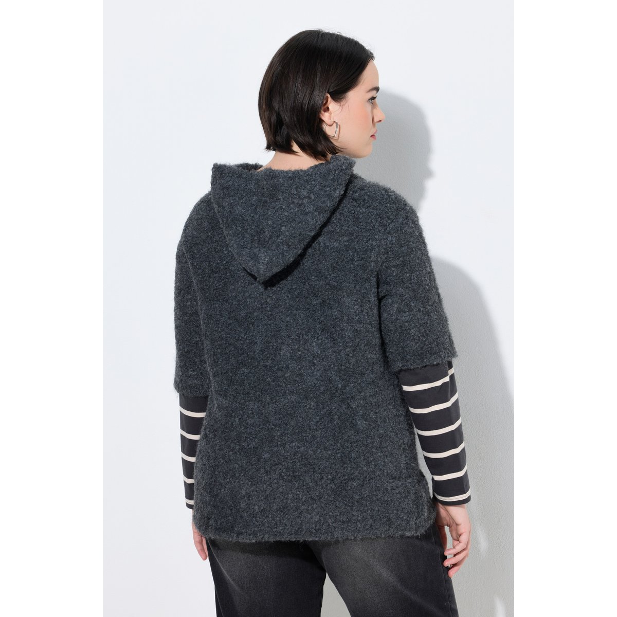 Sweat-shirt à capuche chiné anthracite, ULLA POPKEN