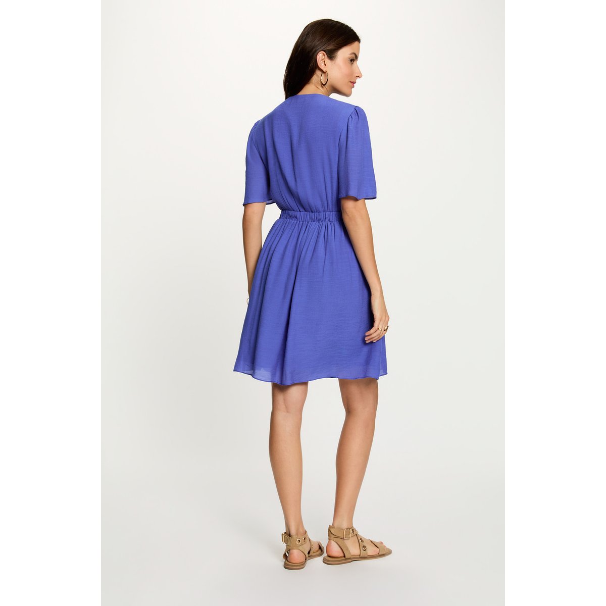 Robe courte plissée bleu, MORGAN