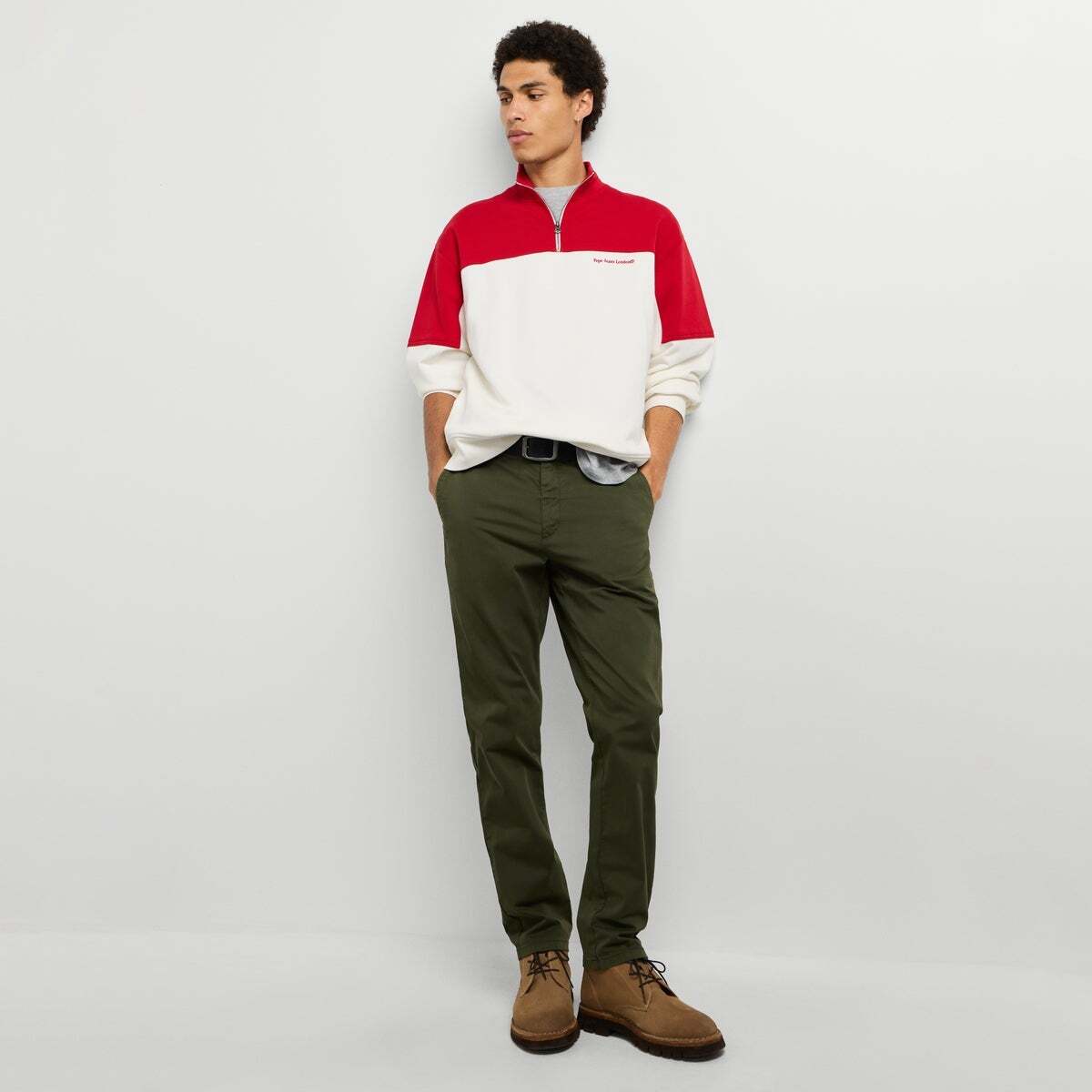 Pantalon Chino En Sergé Coupe Slim trench green, PEPE JEANS