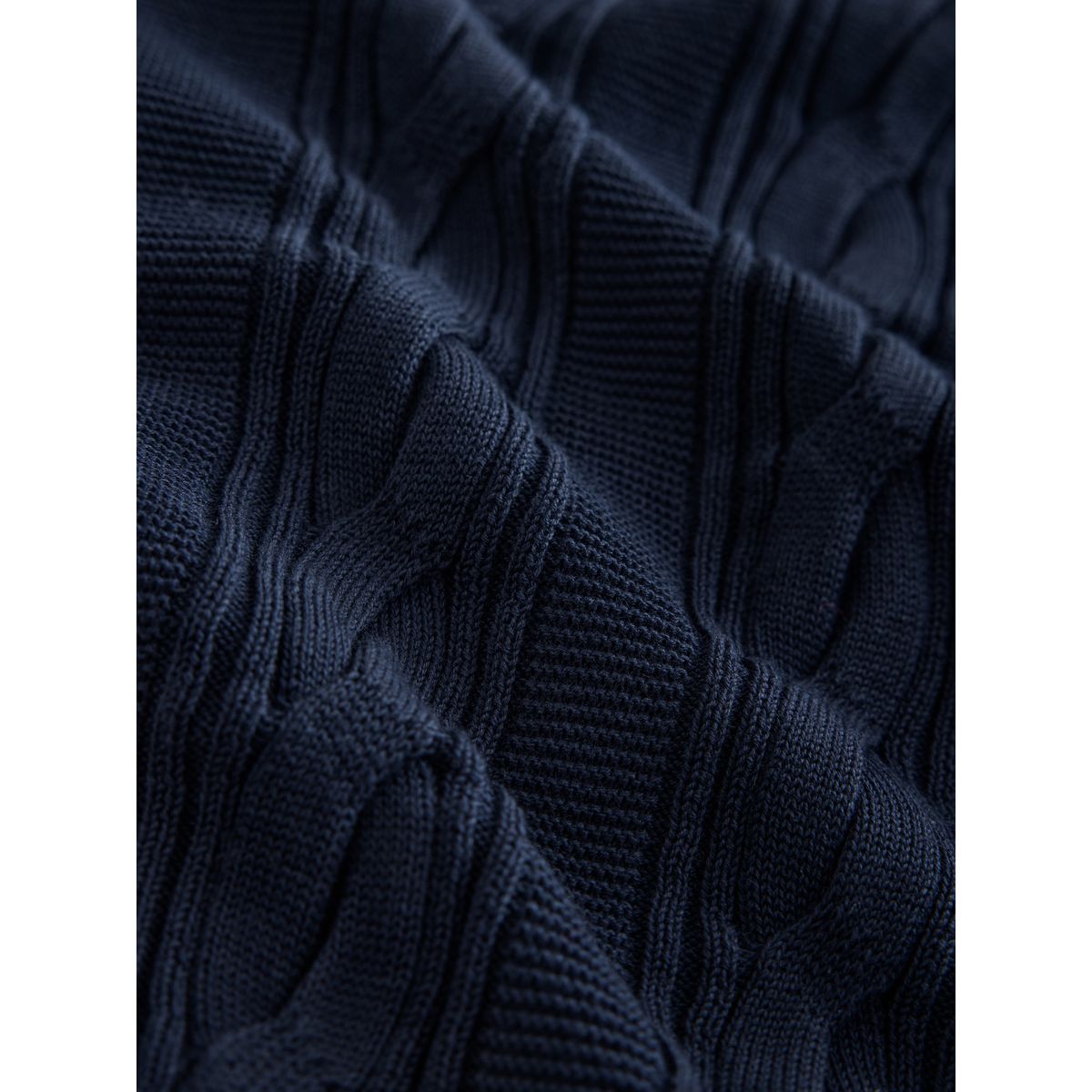 Polo en maille torsadée à liserés bleu marine, NEXT