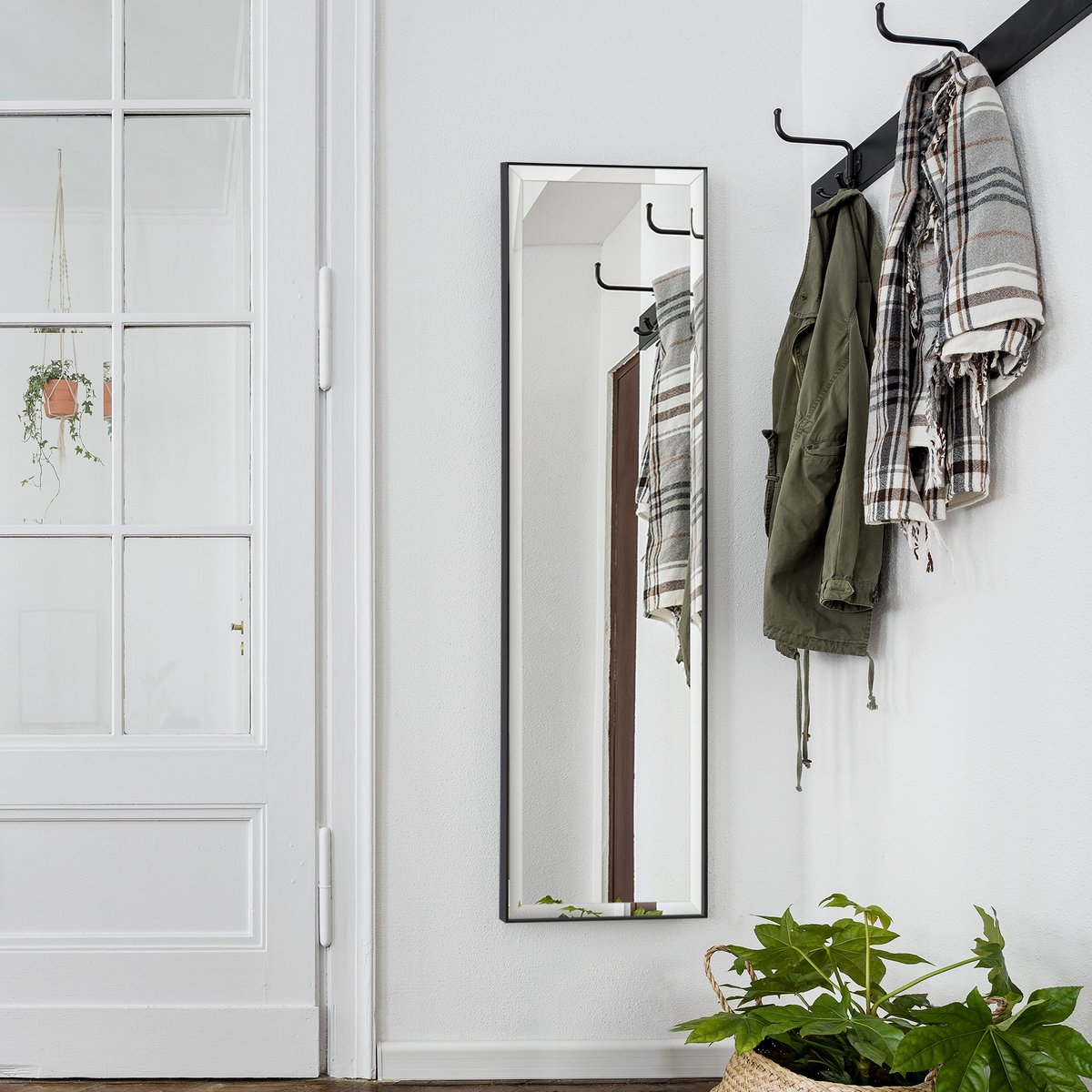 Miroir en pied Alliage d'aluminium Noir noir, HOMCOM