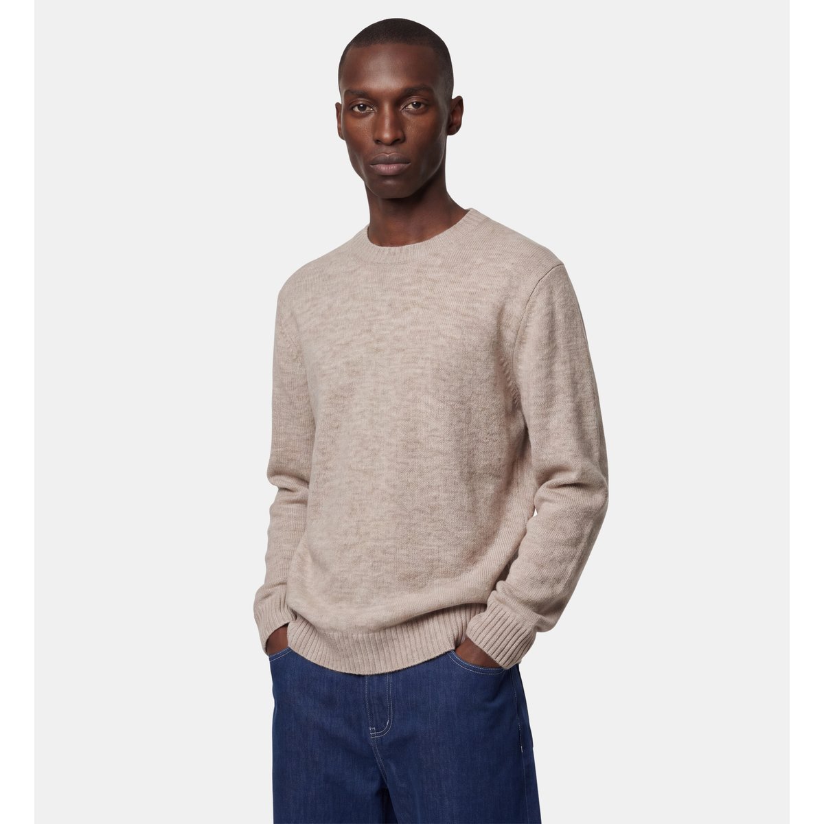 Pull droit lhair en laine mélangée écru, GALERIES LAFAYETTE