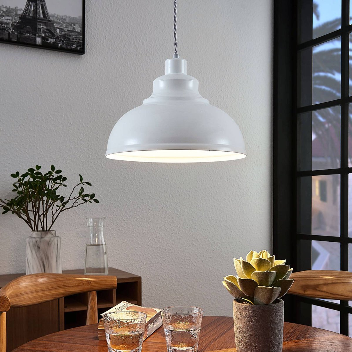 Suspension en métal vintage, Albertine blanc, LINDBY