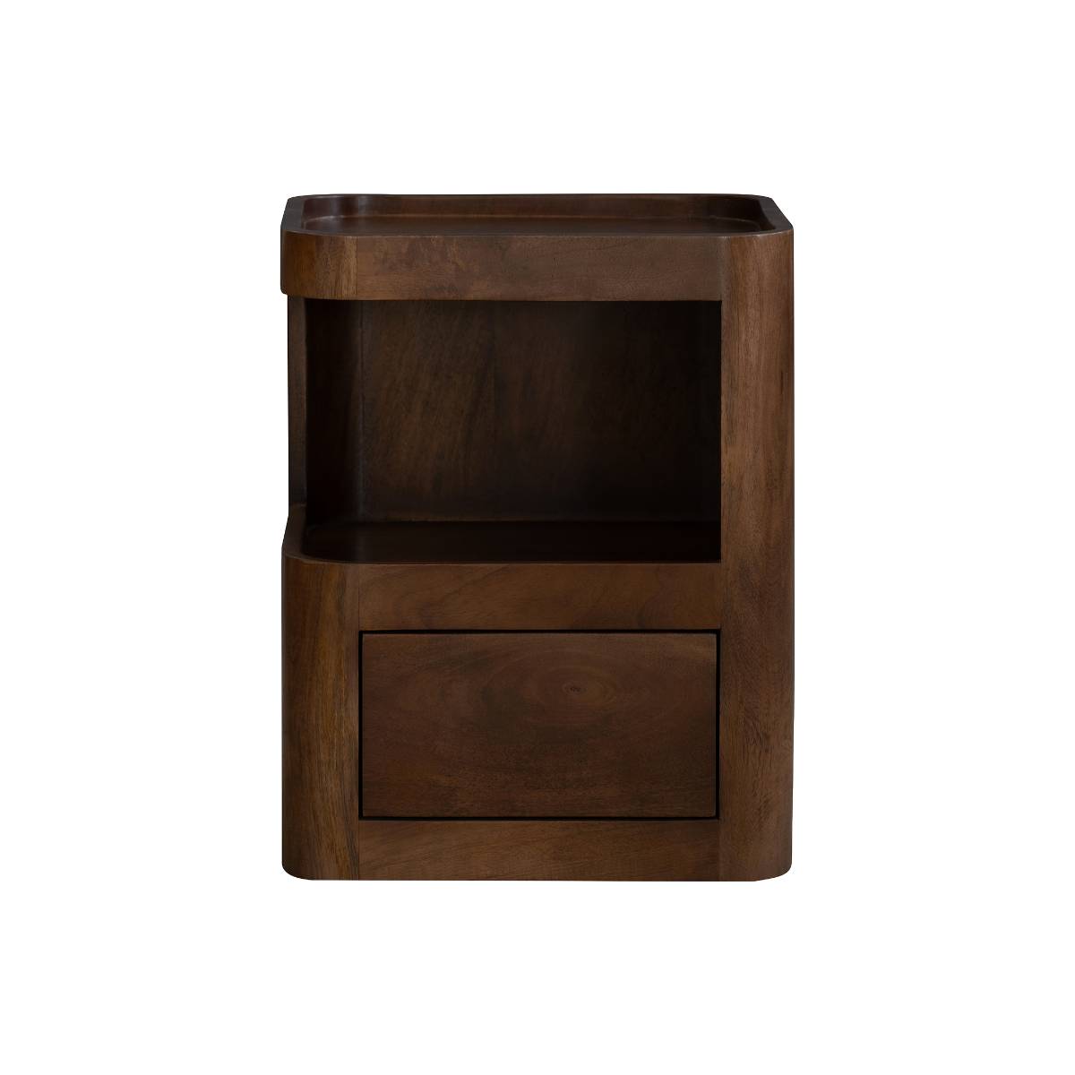 Table de chevet niche gauche en bois de manguier MAORA bois foncé, MADE IN MEUBLES