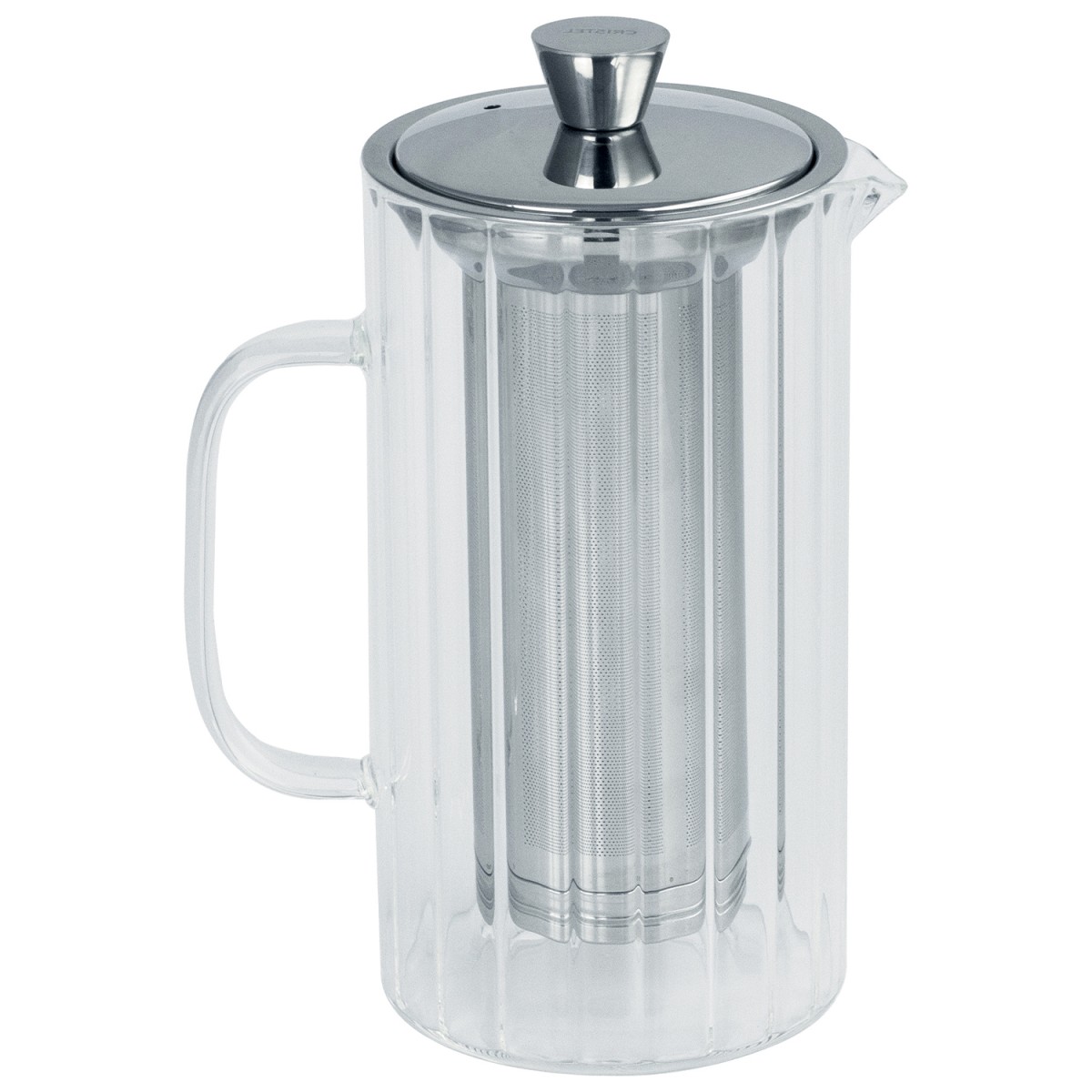 Théière Breakfast - théière striée en verre avec filtre dévissable inox 1.2L THÉIÈRES verre transparent, CRISTEL