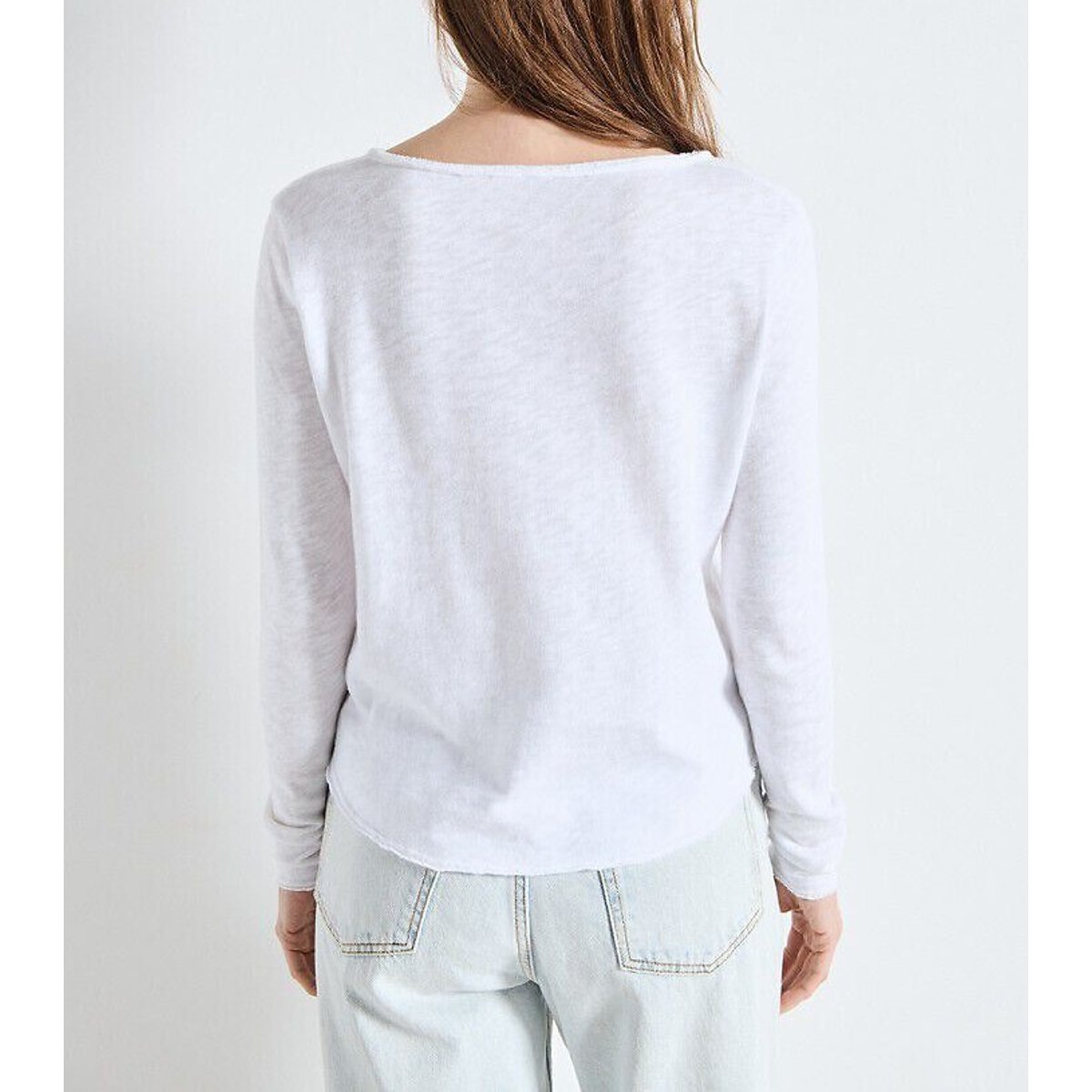 T-shirt met V-hals en lange mouwen Sonoma wit, AMERICAN VINTAGE