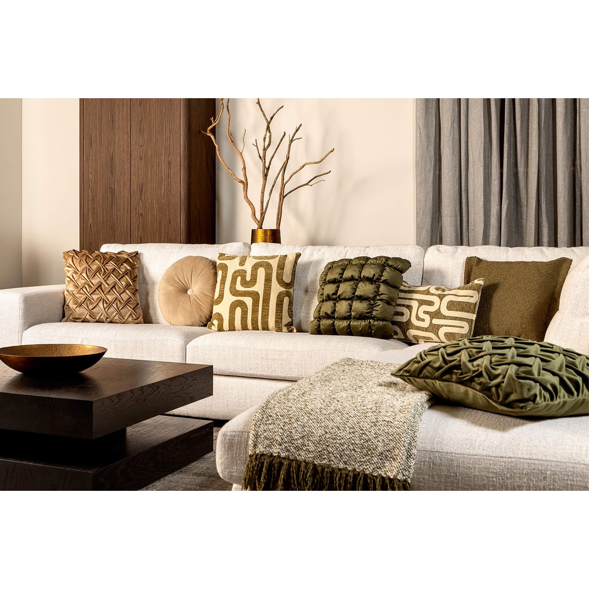 Housse de coussin Mira beige, DUTCH DECOR