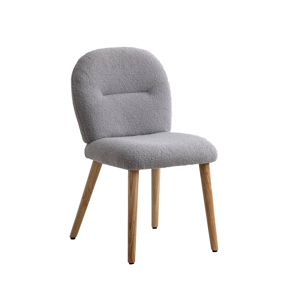 Lot de 2 chaises en tissu bouclette AYSE gris, MADE IN MEUBLES 
